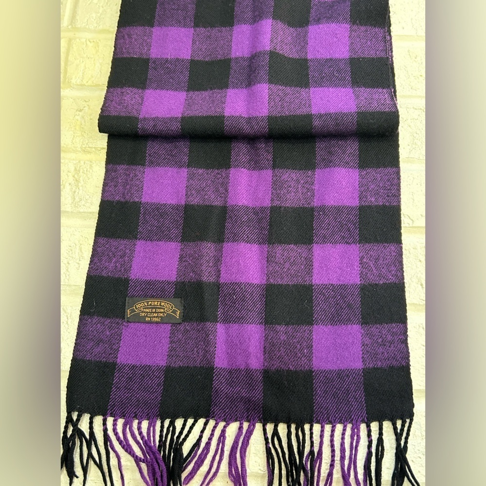 Purple and Black 100% Pure Wool Scarf
